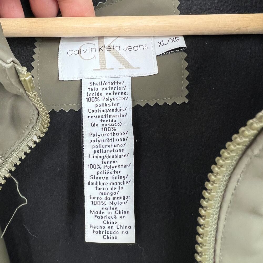 Y2K Calvin Klein Jeans XL Green Windbreaker Rain Jacket - Picture 9 of 9